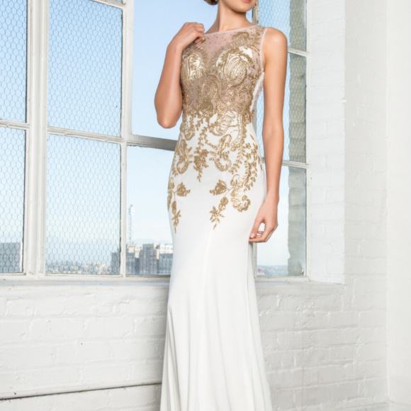 Embroidered Sleeveless Long Jersey Dress GL2230